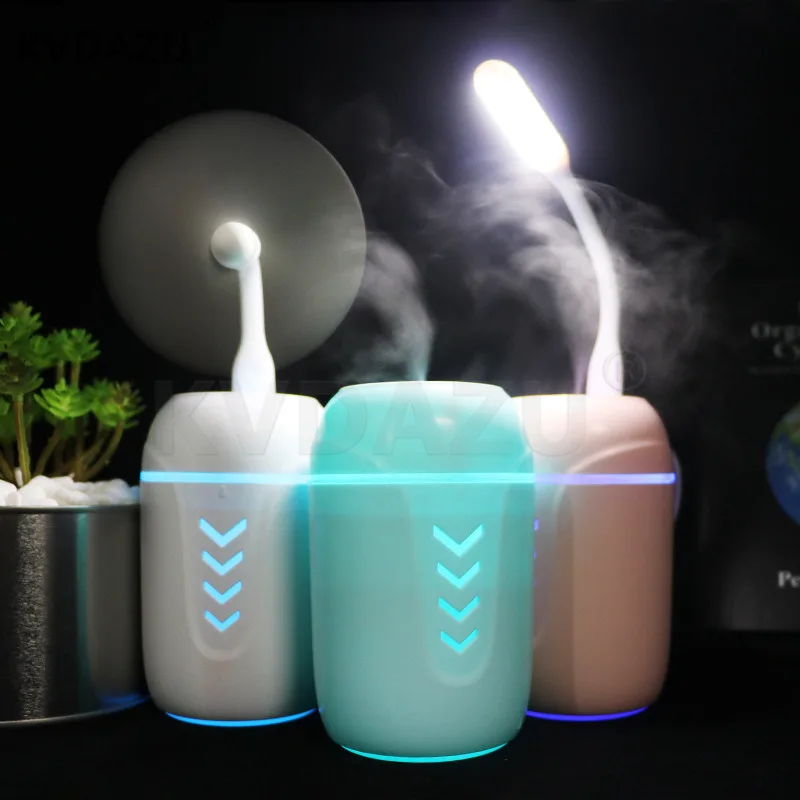 

USB charge Portable Air Humidifier Cool-Mist Mini Humidifier With LED Light Desktop Air Cooling Fan Cooler Fan for Office Home