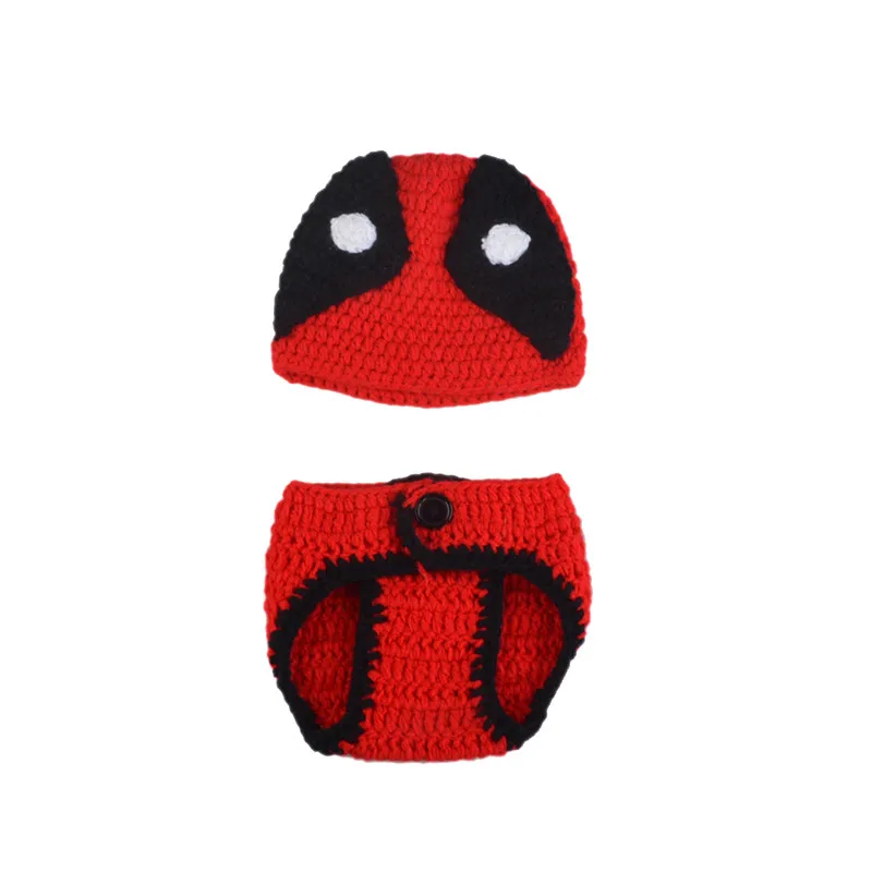 Newborn Deadpool Design Crochet Knit Baby Costume Infant Handmade Hat Diaper Cover Set Photo Shoot Props Accessories Toddler Set Aliexpress Mother Kids