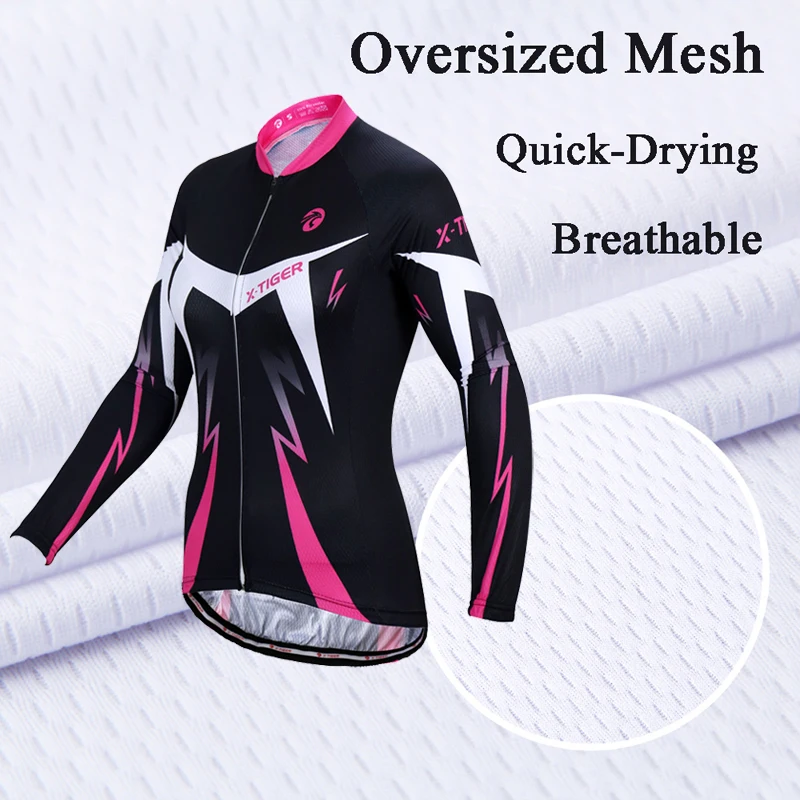 X-Tiger Woman Pro Long Sleeve Spring Pro Cycling Jerseys MTB Bike Clothing Breathable Bicycle Clothes Uniform Maillot Ciclismo cycling shirt