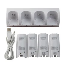 Белая зарядная док-станция+ 4 аккумулятора для пульта дистанционного управления nintendo wii