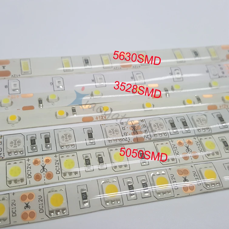 Высокая яркость 5 м Светодиодная лента 5630 5050 3528 SMD 60led/m без-Водонепроницаемый/водонепроницаемый гибкий RGB Чистый/теплый белый/красный/синий/зеленый