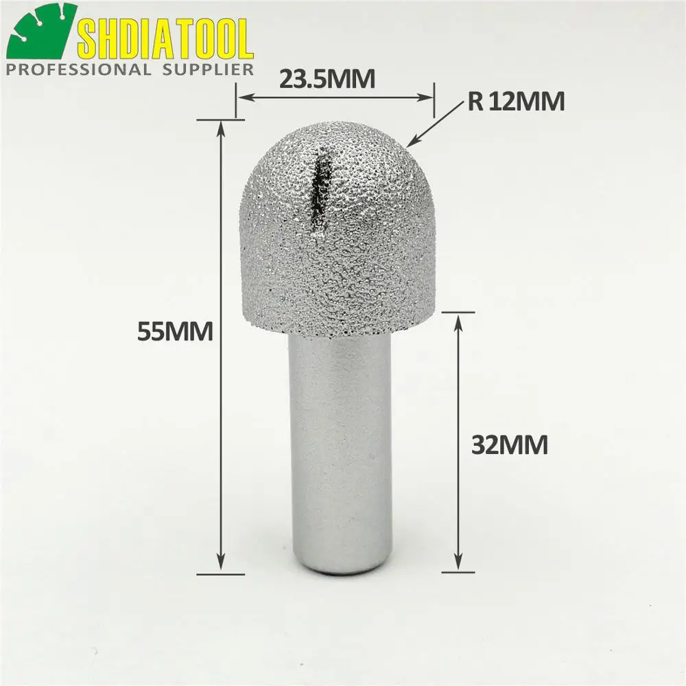 Radius 12mm Round Brazed diamond router bits with 1/2" shank for slab edge profile, staight knife, Router cutter for stone