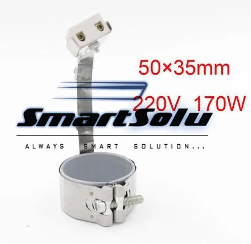 

Free Shipping 3pcs 220V 170W Ceramic Plug Stainless Steel Band Heater Heating Element 50mm x 35mm