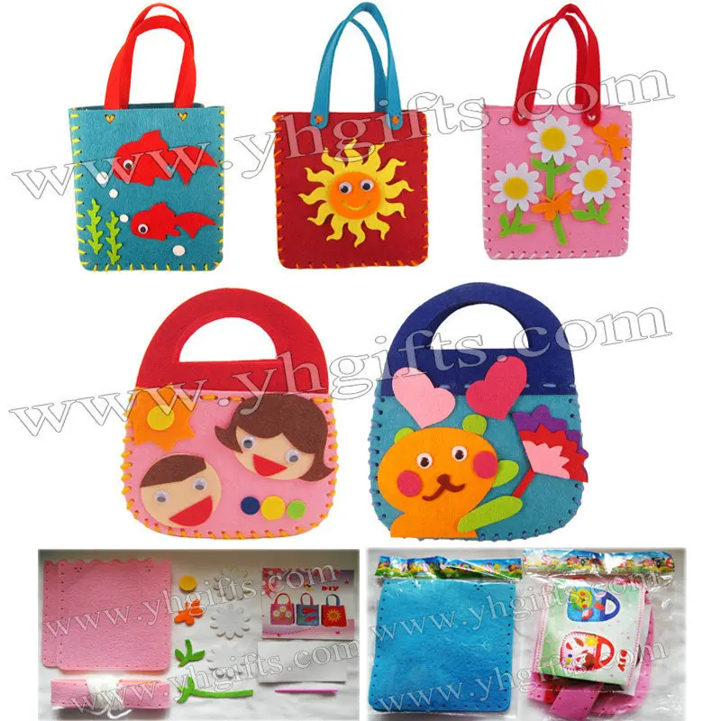 15PCS/LOT.DIY felt handbag craft kits,Fabric crafts.Children bag,Kids