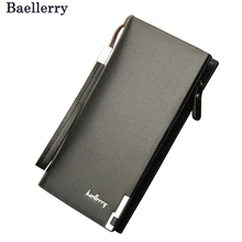 2016 NEW Brand Men Wallets Fashion Black Leather Designs Man Wallet With Card Holder Long Zipper Coin Purse