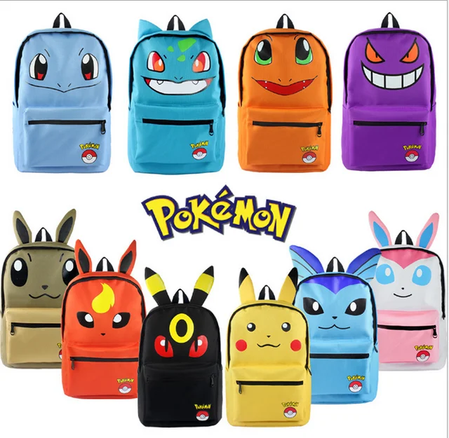 Pokemon Pikachu Haunter Eevee Bulbasaur Canvas Backpack Students Pokemon Pikachu Haunter Eevee Bulbasaur Canvas Backpack Students Shoulders Bag Pocket Monster Schoolbags Laptop Bags