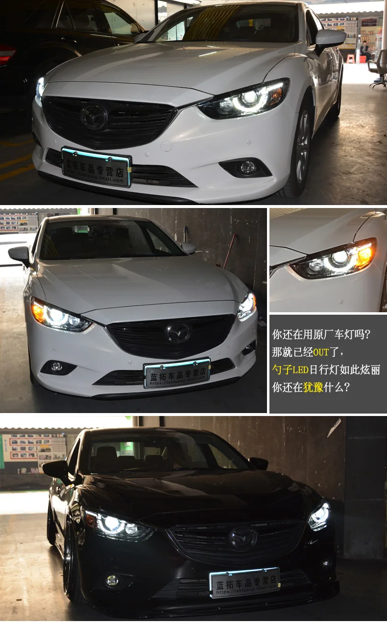 Hireno фары для 2013- Mazda 6 Mazda6 сборки фар светодиодный DRL ангел объектив двойной луч ксеноновые 2 шт