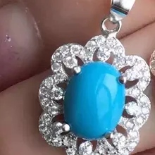 Естественный бирюзово-зеленый кулон S925 серебро натуральный драгоценный камень кулон ожерелье трендовый элегантный круглый Подсолнух для женщин девушек ювелирные изделия