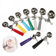 Ложка из нержавеющей стали Кухня Мороженое пюре картофель арбуз Желе Йогурт печенье Весенняя ручка Совок кухонный аксессуар K4