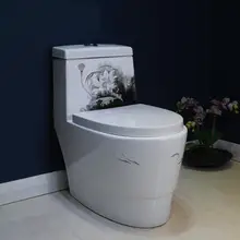 Соединены Art туалет немой экономии воды анти-запах для ванной краски воды и лотоса узор бытовой стульчак