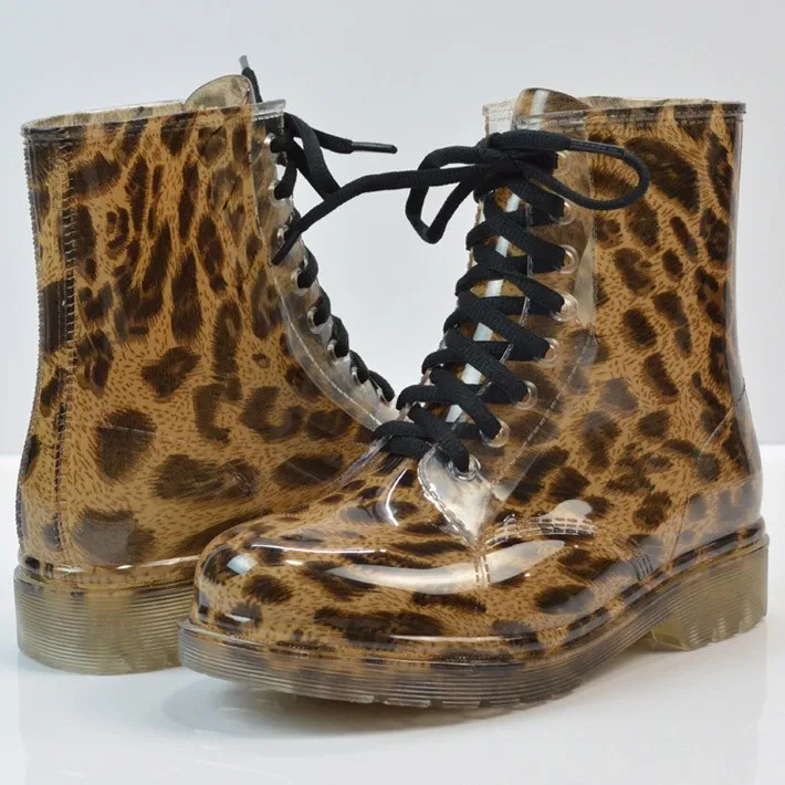 Tangnest/ г. Женские резиновые сапоги весенняя обувь на резиновой подошве с круглым носком леопардовые ботильоны на шнуровке с цветочным принтом женская обувь, большой размер 36-40, XWX2327