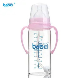 300 мл новорожденного для маленьких детей воды, молока стеклянной бутылки для кормления широким горлом с силиконовой соски anti-dust cover и с