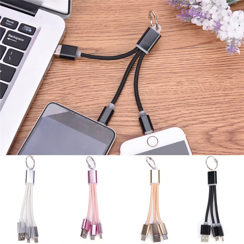 Высокое качество 2 в 1 USB кабель металлический брелок Micro USB кабель для передачи данных зарядное устройство брелок кабель 13,5 см