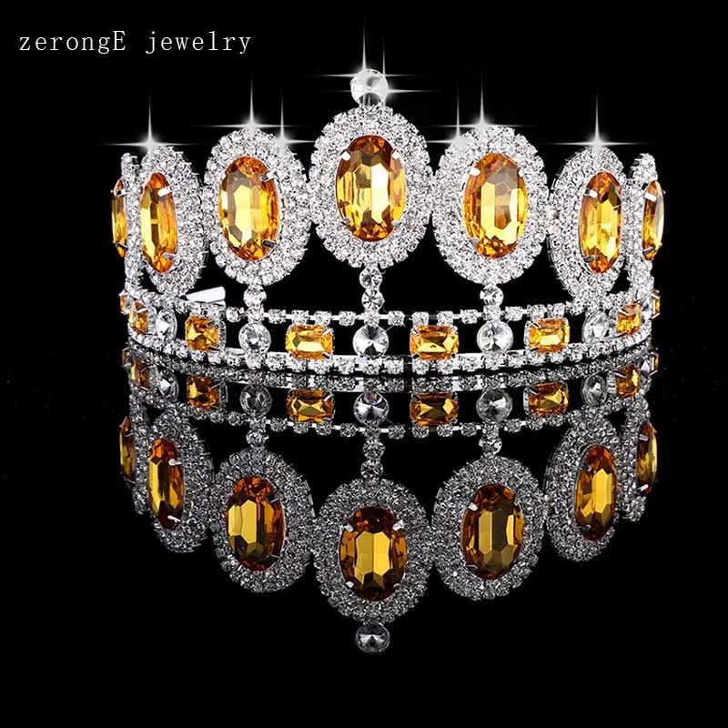 tiara same as pic ZerongE ювелирные изделия 3," Стразы для свадебной короны тиары пистолет металлический диадема, тиара для женщин свадебные головные уборы для невесты с зеленым камнем - Окраска металла: tiara same as pic