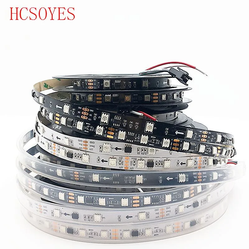 DC12V WS2811 1 m/3m/5 m/30/48/60 светодиодов/m 5050 SMD RGB смарт-пикселей светодиодные полосы адресуемых WS2811IC черный/белый печатных плат