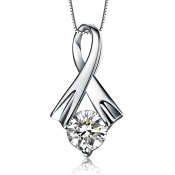 

GVBORI 18K White Gold Natural Diamond Necklace Pendant For Women Fine Jewelry Wedding/Engagement Jewelry