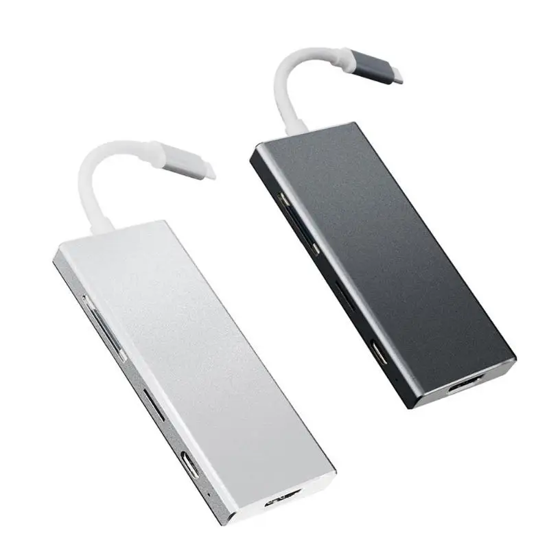 

ALLOYSEED 7 Ports Versatile Type-C Hub to USB 3.0 HDMI TF SD Card Reader Type-C PD Adapter Wire Laptop PC Accessories For MAC