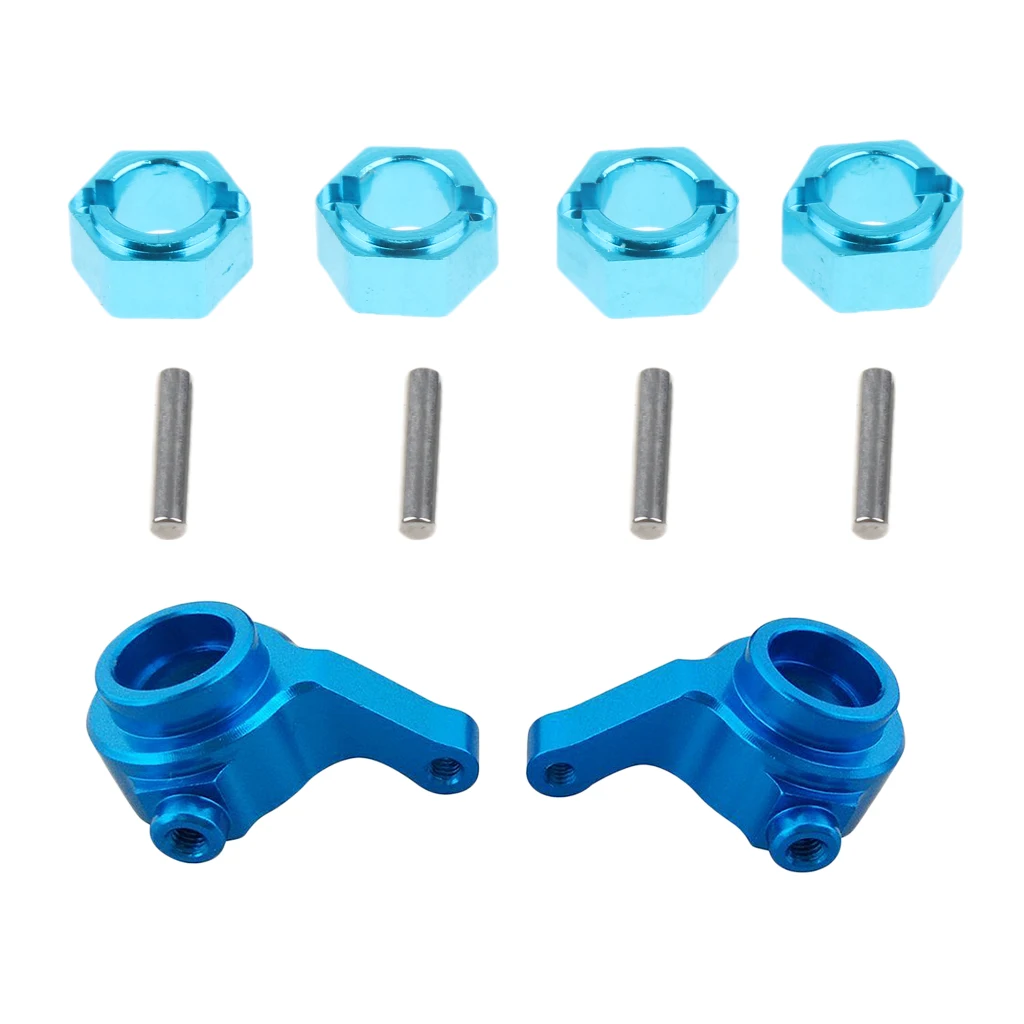 2Pcs Metal Blue Steering Cup Arm & Wheel Hub Hex Drive Adapter for 1/18 WLtoys A949 A959 A969 A979 K929