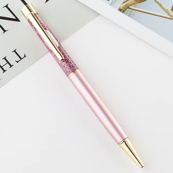 

1.0mm Luxury Ballpoint Pen flow oil crystal Gold foil Metal Copper colorful high-grade gold powder quicksand Pen Office Supplies