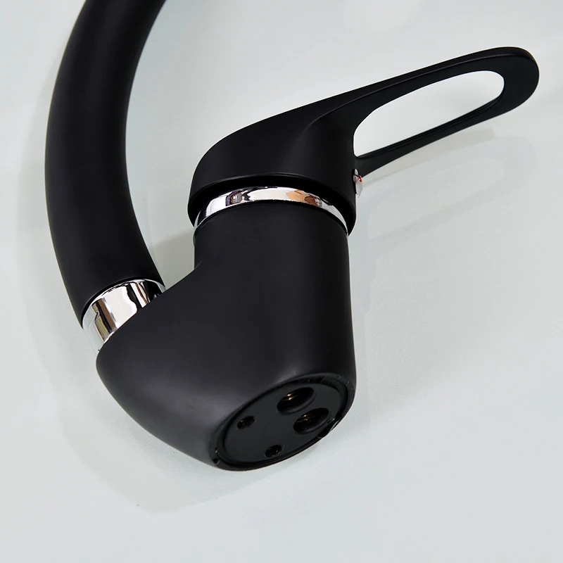 Gisha Brass Kitchen Faucets 360 Degree Swivel Kitchen Sink Black Faucet deck mounted  Single Hole Handle  Mixer Tap Mixer G2004