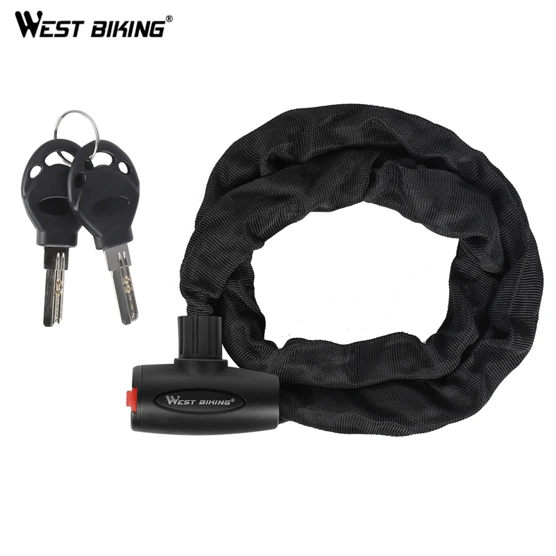 WEST BIKING Bicycle Lock Steel Anti-theft 0.6M / 0.9M / 1.2M Bike Lock With 2 Keys Security Reinforced Bike Bicycle Chain Lock