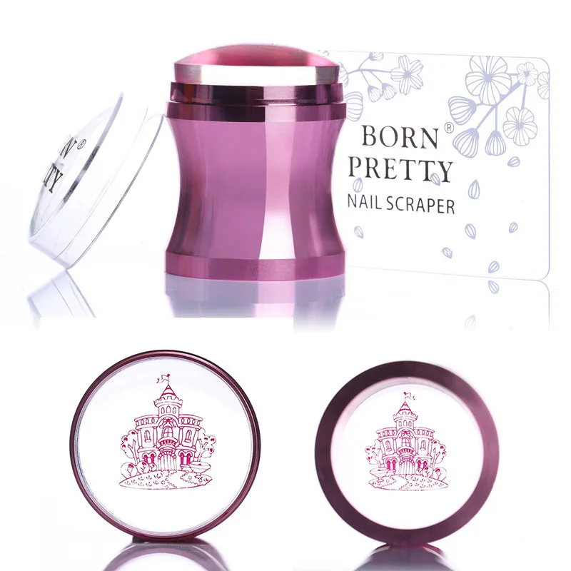 

Nail Stamper Rose Gold Metal Handle Clear Silicone Jelly Head with Cap & Scraper Manicure Nail Art Tool BORN PRETTY