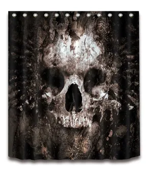 

Scary Rusty Rotten Skull Halloween Shower Curtain and Bath Mat Set Waterproof Polyester Bathroom Fabric for Bathtub Art Decor