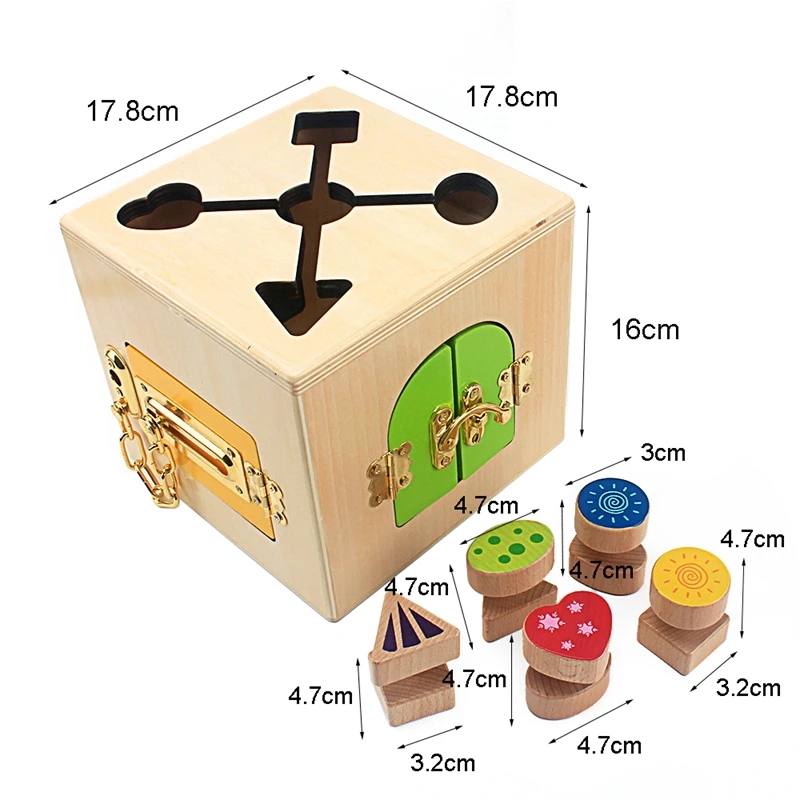 Juego de caja de bloqueo multifunción para enseñanza Montessori, juguetes de educación temprana para niños y niñas - 6