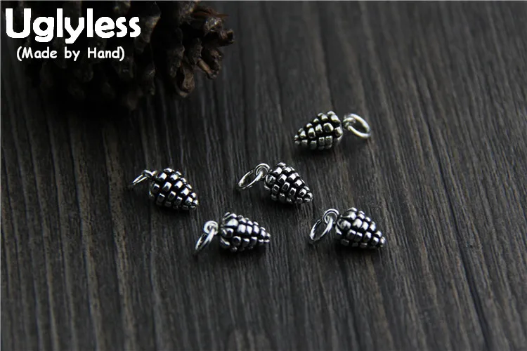 

Uglyless Real S925 Sterling Thai Silver Pine Cone Charms Accessories Jewelry DIY Vintage MINI Findings Jewellery Pendants Bijoux