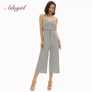 

Casual Stripe Strapless Off Shoulder Wide Leg Pants Jumpsuit Women Elegant Backless Night Club Loose Rompers Streetwear Overalls