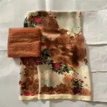 Высокое качество 5+ 2 ярдов африканская шелковая шифоновая кружевная ткань для леди платье стрейч шелковая ткань с принтом! LXF686