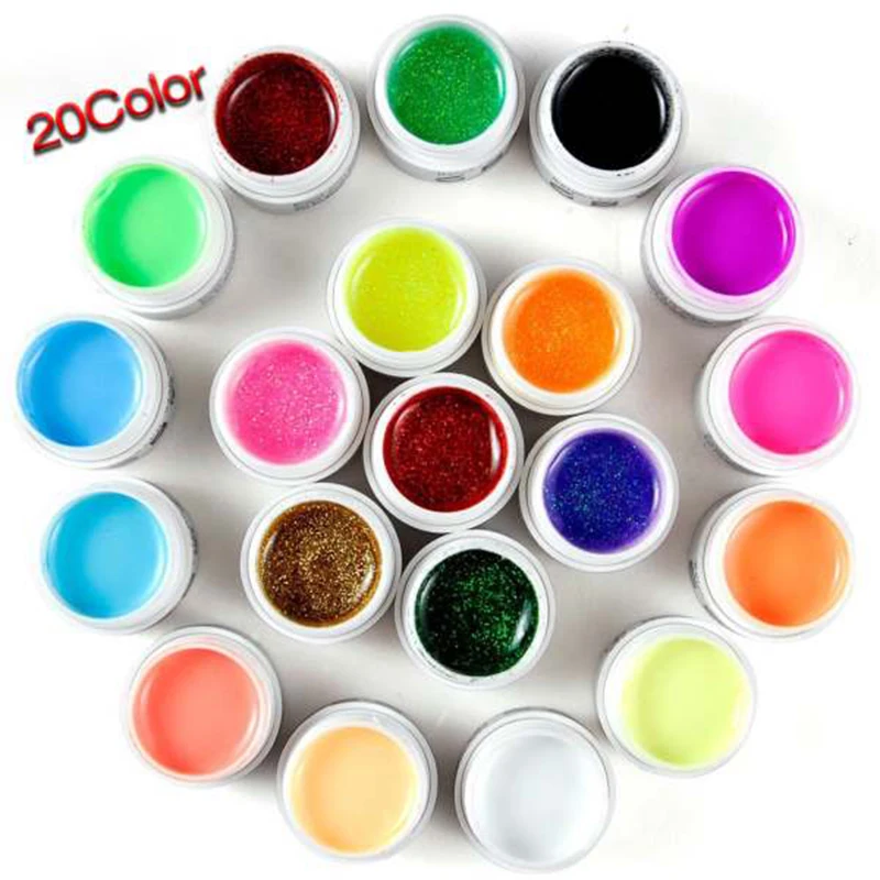 

20x UV Gels for fake nails tip manicure Pro 10 color glitter color Milkshake 10 + Glitter