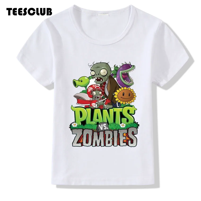 TEESCLUB/футболка с изображением игры «Растения против Зомби»; детский летний топ для девочек и мальчиков; повседневная одежда с круглым вырезом; детская футболка; Camiseta