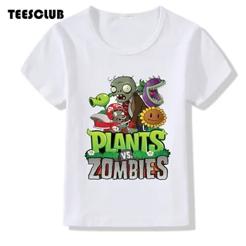 TEESCLUB Game Plants Vs Zombies T-shirt Kid Summer Top Girl Boy Casual Round Neck Clothing Children T-shirt Camiseta 1