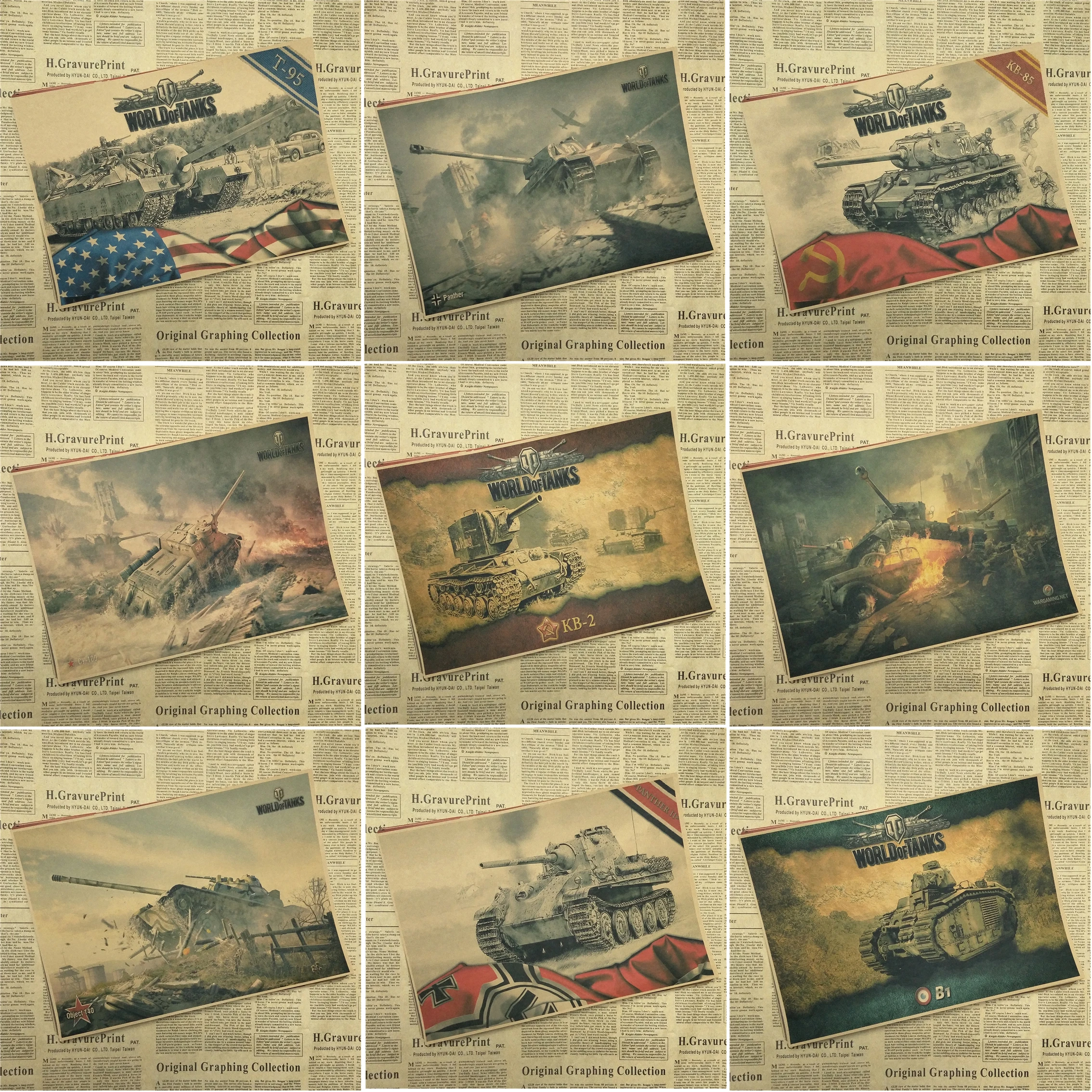 Танк World of Tanks WOT сборный Второй мировой войны украшение для дома крафт плакат