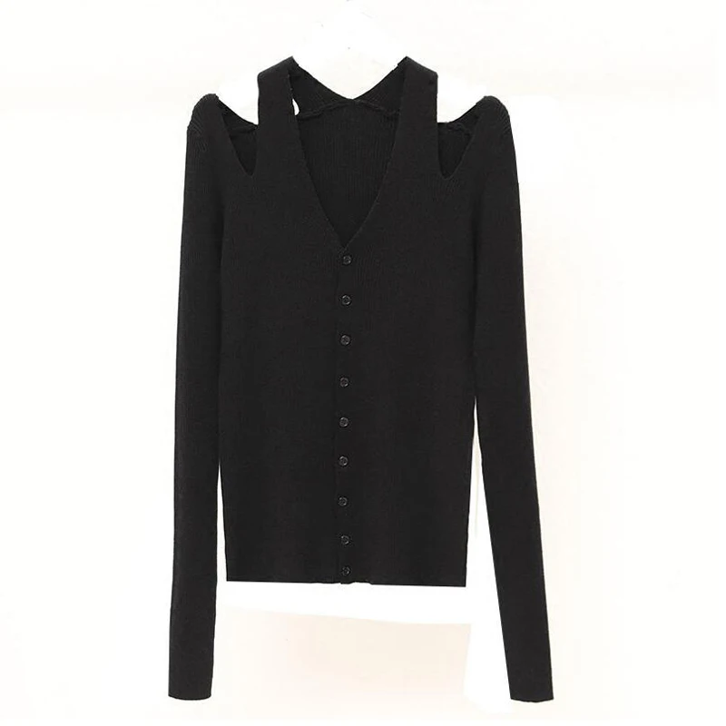 XL--4XL Off shoulder knit cardigans solid sexy sweater hollow out tops make you look silm