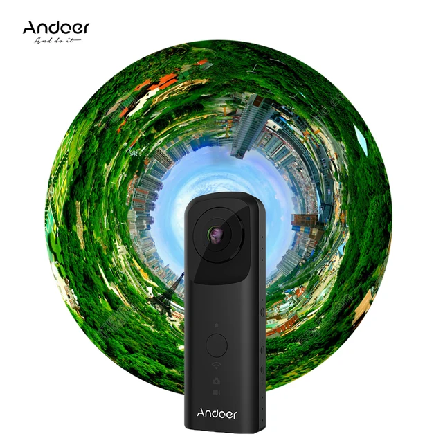 Andoer A360II Handheld 360 degree VR Video Camera Support WiFi Dual 210 degree HD Wide Angle FishEye Lens Panoramic Cam