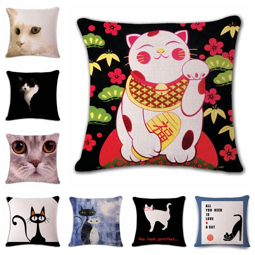 

Lovely funny Show MOE plutus cat Cushion(No Filler) Polyester Family affection Sofa Car Seat family Home Decorative Throw Pillow