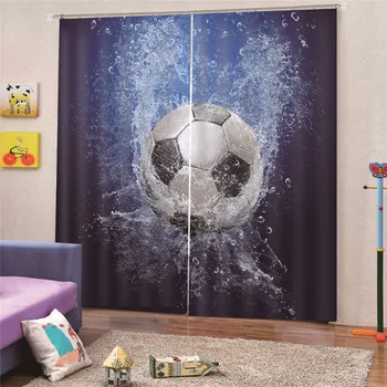 

3D Digital Print Football Blackout Curtain For Living Room Children Bedroom Cartoon Printed kids Cortinas Draps Home Decor AP16