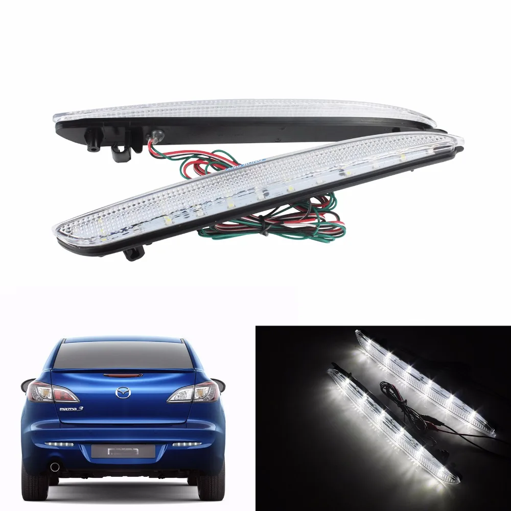 

ANGRONG Clear Lens LED Bumper Reflector Tail Brake Light For 04-09 Mazda3 Tail Light Brake Reversing Light(CA175)