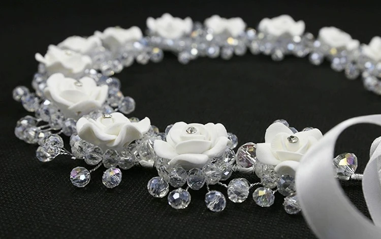 Sweet bridal headdress soft pottery wreath white rhinestone wedding gown headdress accessories photo photo accessories (12)