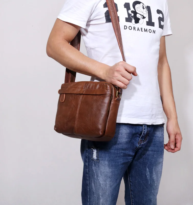 Кожаная мужская сумка на плечо, сумка-мессенджер, кожаная мужская сумка, Ретро стиль, мягкая кожа, волнистая волна, для отдыха, модная