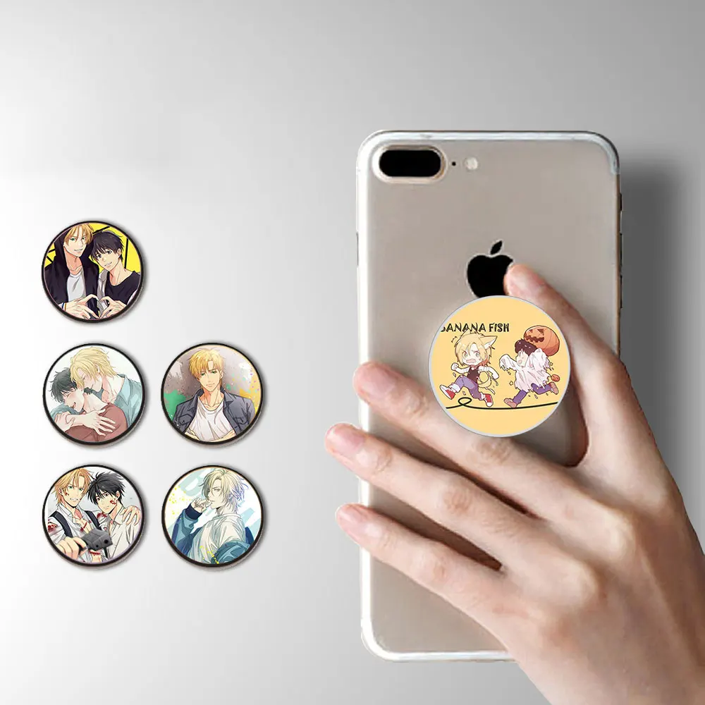

SingFly Hot Anime BANANA FISH Universal Mobile Phone Stretch Bracket Figure Anti-Drop Airbag Phone Stand Finger Car Holder