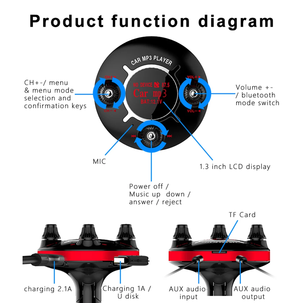 BT13 автомобильный FM Bluetooth MP3 плеер Автомобильный навигатор передатчик телефона Hands-Free ответ двойной, включающим в себя гарнитуру блютус и флеш-накопитель USB