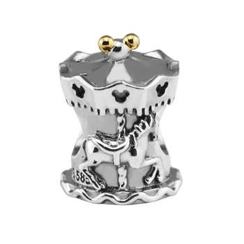 

Genuine 925 Sterling-Silver-Jewelry DIY Fits Bracelet Charms Carousel Charms Silver 925 Beads for Jewelry Making
