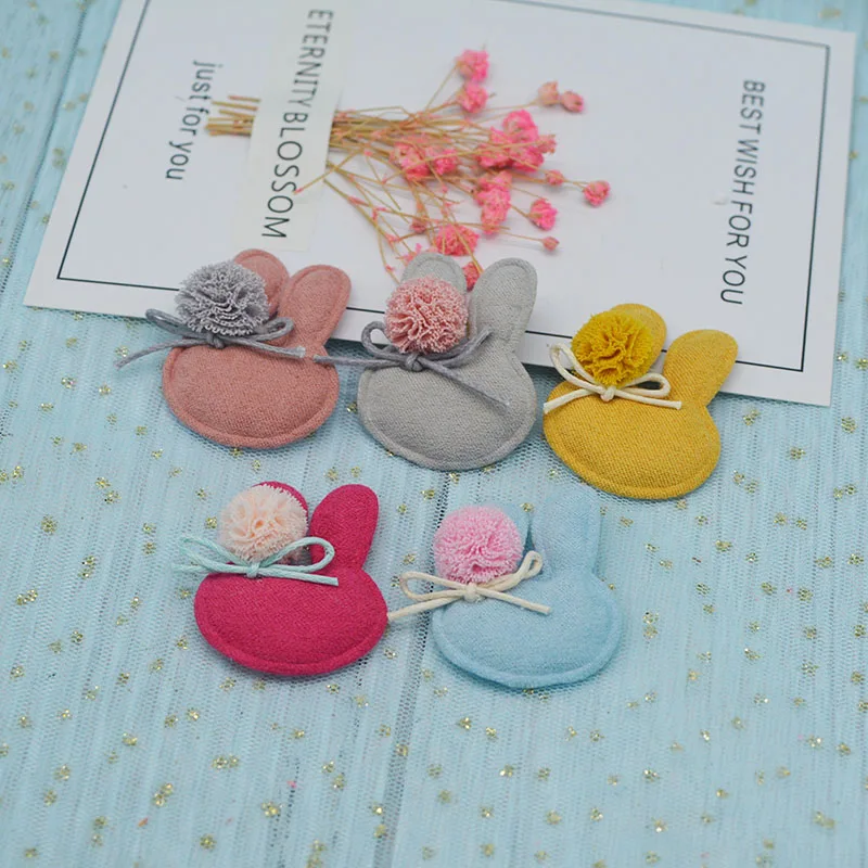 

20pcs/lot 3.5*4.4cm Felt Rabbit Head Pads Patches Appliques for Craft Clothes Sewing Supplies DIY Hair Clip Accessories