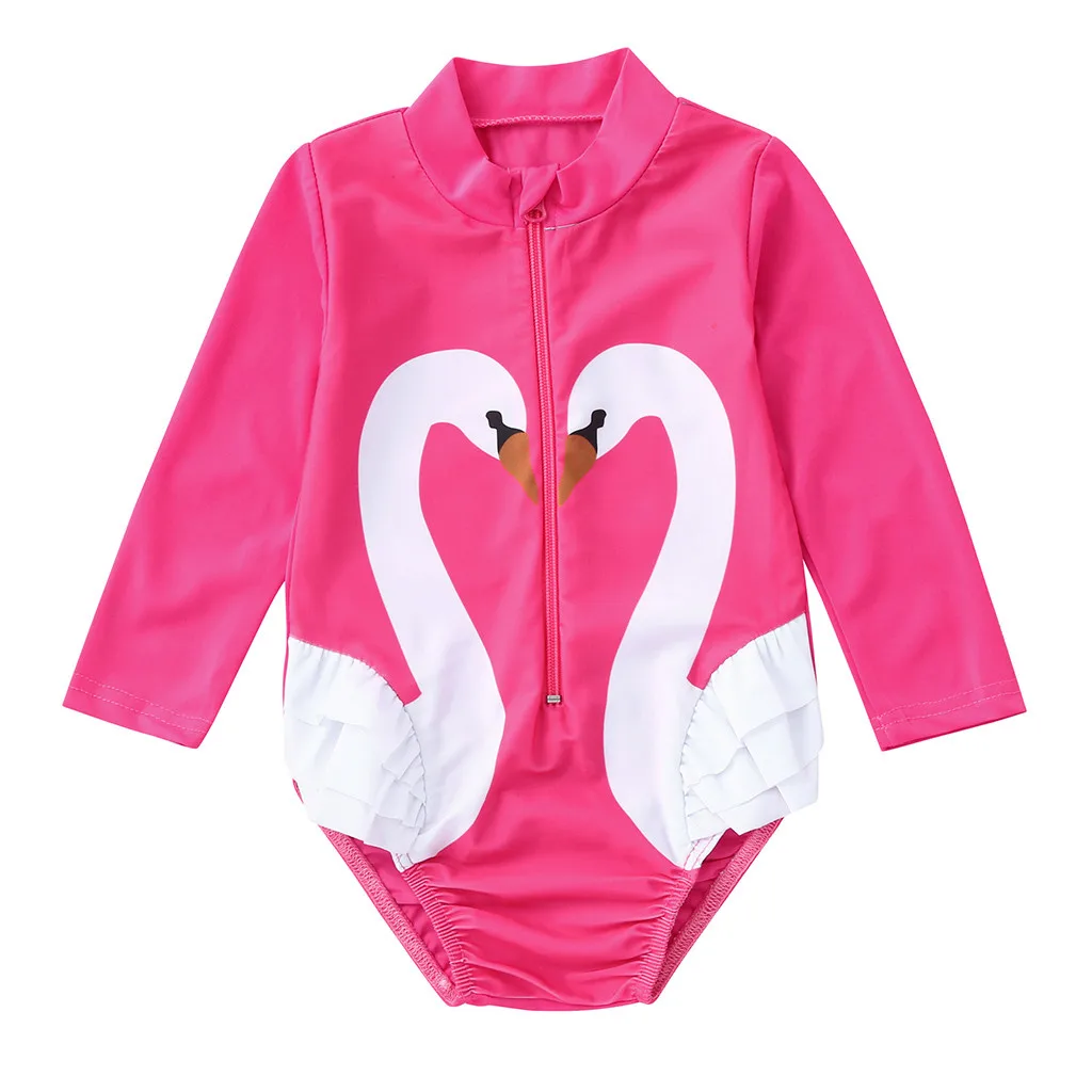 Telotuny/купальный костюм для девочек, для малышей, для девочек, с оборками, с героями мультфильмов, гидрокостюм Рашгард, цельный,, пляжная одежда для девочек#40 - Цвет: 12-18 Months