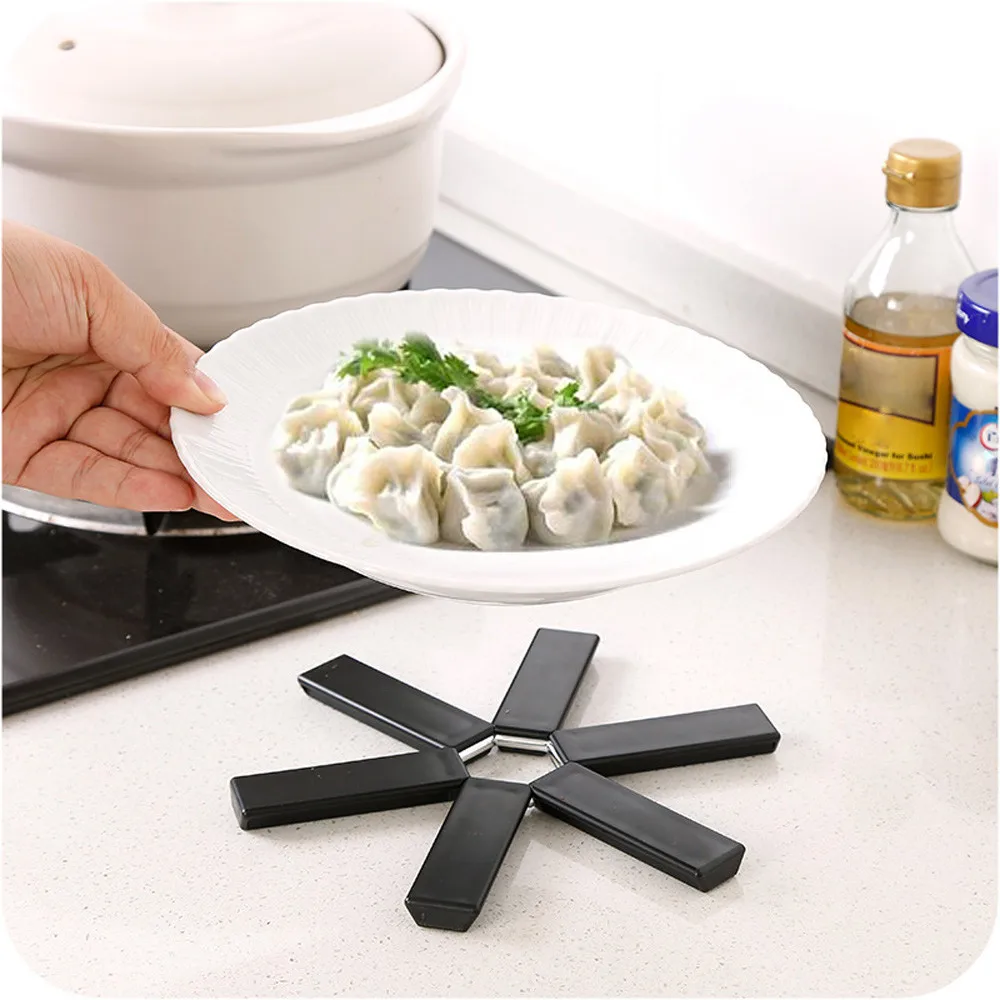 Черная Складная Нескользящая термостойкая прокладка Trivet Pan placemate кухонный