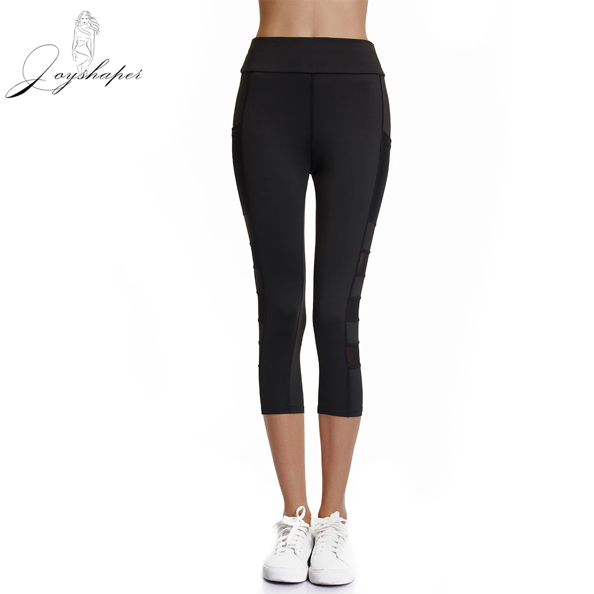 

Joyshaper Women Workout Leggings With Pockets Plus Size Well Fitting Breathable Mesh Mid-Calf Gym Sport Running Pants Sportswear
