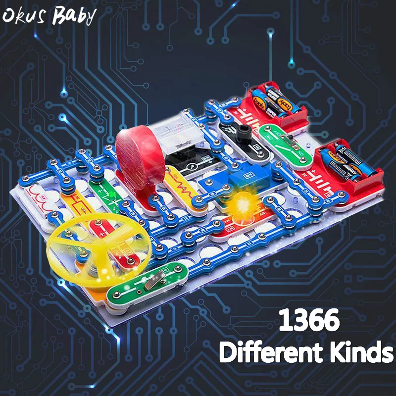 

1366 Different Kinds Compound Mode Switch Circuits Electronics Block Kit Electric Educational Assembling Toys for Kids